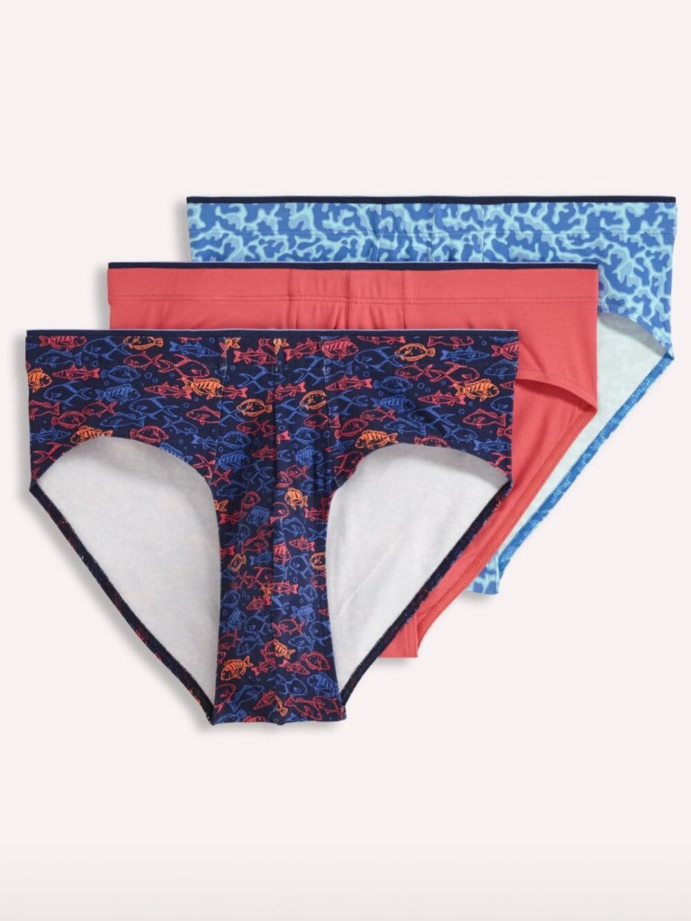 Jockey True Style Bikini 3-Pack - Fish and Water Pattern & Orange - Large
